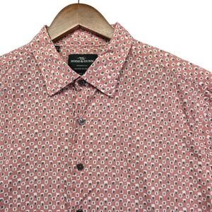 Rodd & Gunn Sports Fit Geometric Pink Short Sleeve Shirt Men's XL Cotton Italy
